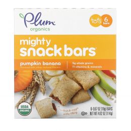 Plum Organics, Mighty, Snack Bars, Tots, Pumpkin Banana, 6 Bars, 0.67 oz (19 g) Each