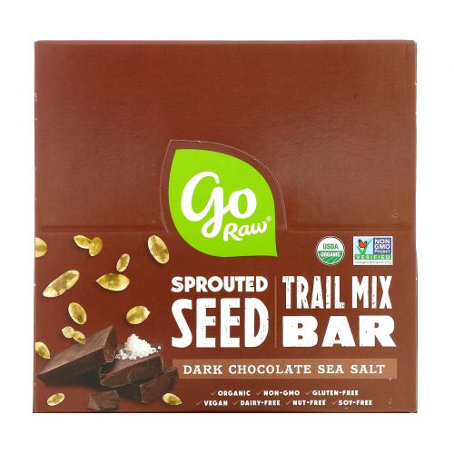 Go Raw, Sprouted Seed Trail Mix Bar, Dark Chocolate Sea Salt, 12 Bars, 1.2 oz(34 g) Each