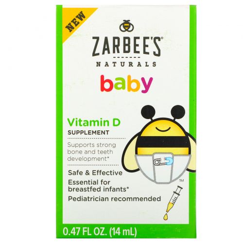 Zarbee's, Нэчуралс, витамин D для малышей, 0,47 жидк. унц. (14 мл)