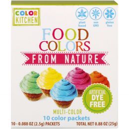 ColorKitchen, Природные пищевые красители, разные цвета, 10 пакетиков с красителями, 0,088 унц. (2,5 г) каждый