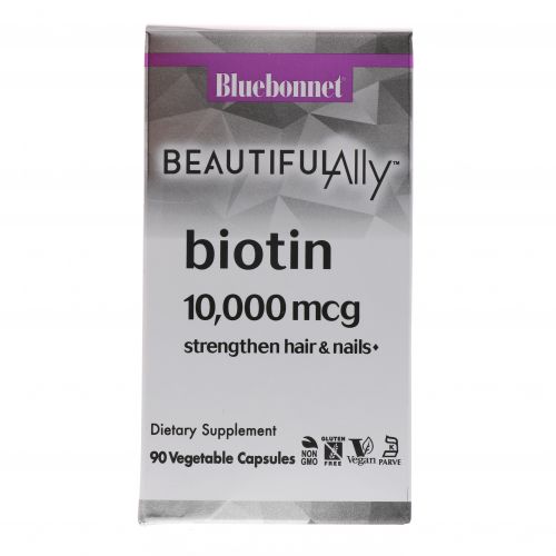 Bluebonnet Nutrition, Beautiful Ally, биотин, 10 000 мкг, 90 вегетарианских капсул