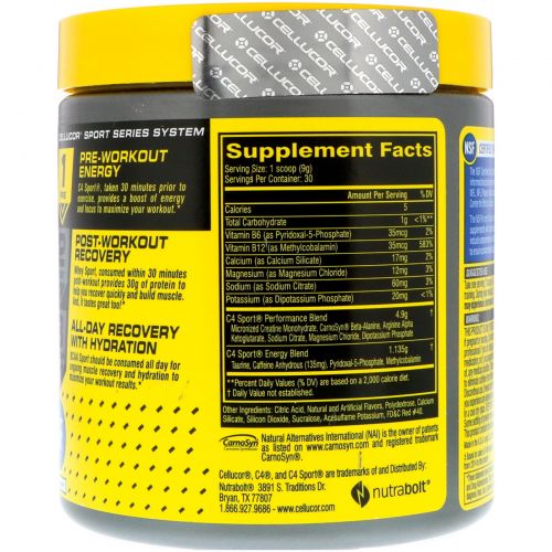 Cellucor, C4 Sport, Pre-Workout, Fruit Punch, 9.5 oz (270 g)