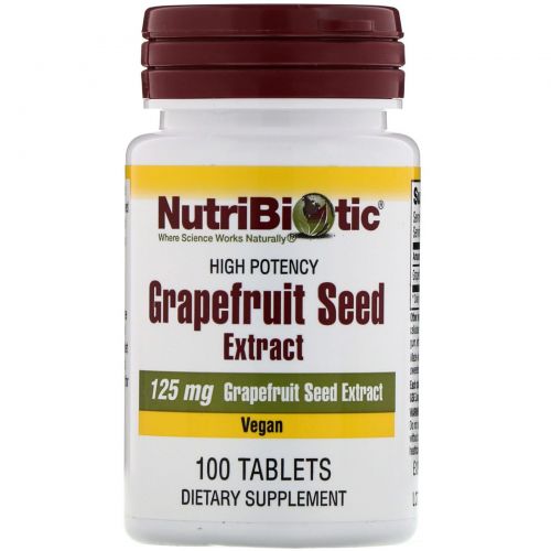 NutriBiotic, Семена грейпфрута, экстракт 125 мг, 100 таблеток