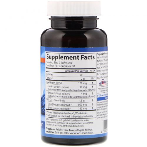 Carlson Labs, Super DHA Plus Lutein, 60 Softgels