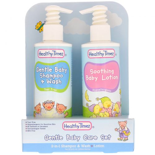 Healthy Times, Gentle Baby Care Set, 2-in-1 Shampoo & Wash, Lotion, 2 Pack
