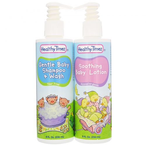 Healthy Times, Gentle Baby Care Set, 2-in-1 Shampoo & Wash, Lotion, 2 Pack