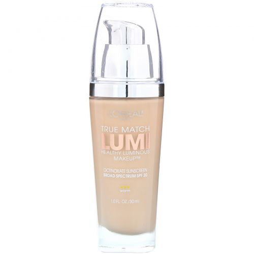 L'Oreal, Тональная основа True Match Healthy Luminous Makeup, SPF 20, оттенок фарфор/светлая слоновая кость W1-2, 30 мл