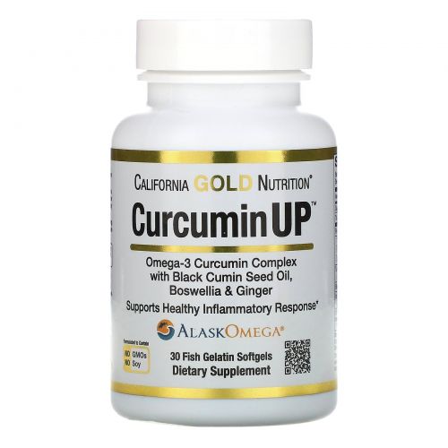 California Gold Nutrition, CurcuminUP, комплексная добавка с омега-3 и куркумином, для поддержания здоровой воспалительной реакции, 30 капсул
