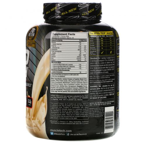 Muscletech, Nitro-Tech, производительная серия, со вкусом ванили, 4 фунта (1.8 кг)