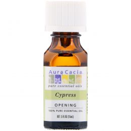 Aura Cacia, 100% чистое эфирное масло, Кипарис, 0,5 жидкой унции (15 мл)