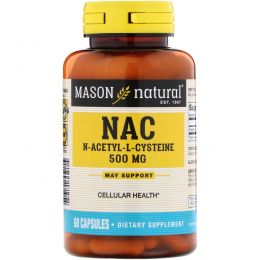 Mason Naturals, NAC N-Ацетил-L-цистеин, 60 капсул