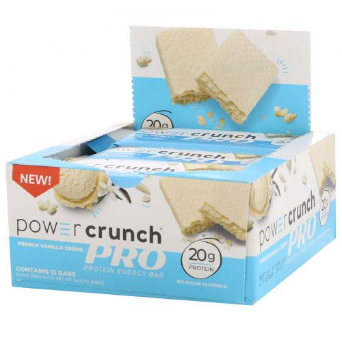 BNRG, Power Crunch Protein Energy Bar, PRO, French Vanilla Créme, 12 Bars, 2.0 oz (58 g) Each