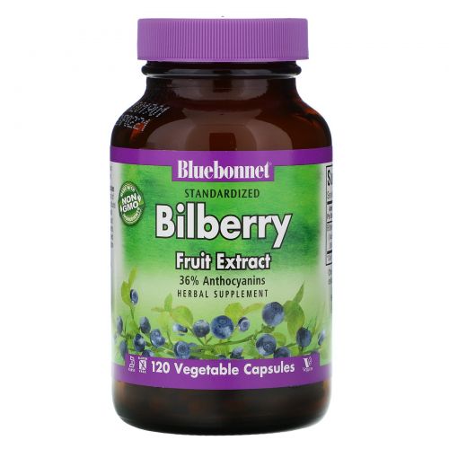 Bluebonnet Nutrition, Стандартизированный экстракт плодов черники, 120 капсул в растительной оболочке