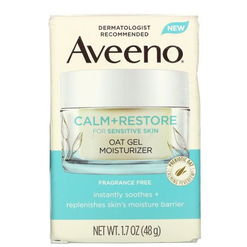 Aveeno, Calm + Restore, Oat Gel Moisturizer, Fragrance Free, 1.7 oz (48 g)