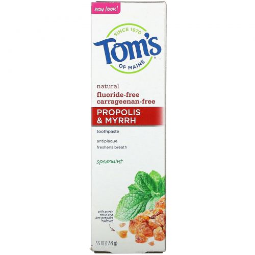 Tom's of Maine, Зубная паста без фтора, с прополисом миррой и мятой, 5,5 унции (155,9 г)