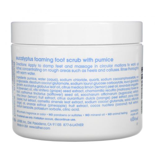 Lather, Eucalyptus Foaming Foot Scrub with Pumice, 4 oz (113 g)