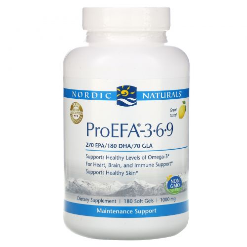 Nordic Naturals Professional, "ПроНЖК - 3-6-9", пищевая добавка с НЖК (EFA), с лимонным вкусом, 1000 мг, 180 мягких желатиновых капсул с жидкостью