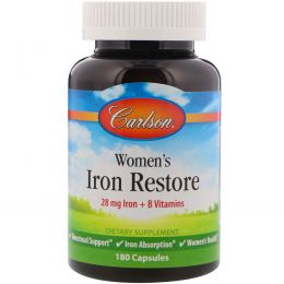 Carlson Labs, Women's Iron Restore, 28 mg Iron + B Vitamins, 180 Capsules