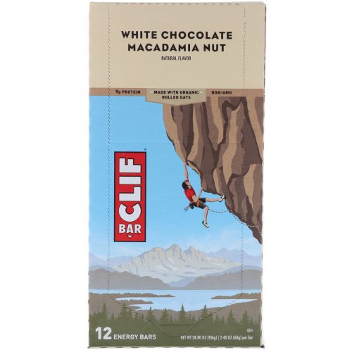 Clif Bar, Energy Bar, White Chocolate Macadamia Nut, 12 Bars, 2.4 oz (68 g) Each