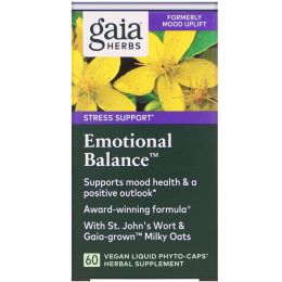 Gaia Herbs, Mood Uplift, 60 веганских фитокапусл с жидким содержимым
