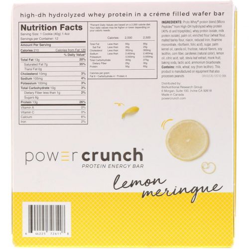 BNRG, Power Crunch Protein Energy Bar,  Lemon Meringue, 12 Bars, 1.4 oz (40 g) Each