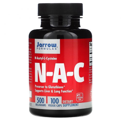 Jarrow Formulas, N-A-C, N-Ацетил-L-Цистеин, 500 мг, 100 капсул