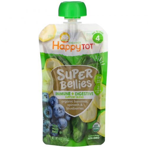 Happy Family Organics, Happy Tot, Super Bellies, Organic Bananas, Spinach & Blueberries, 4 oz (113 g)