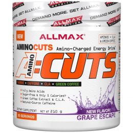 ALLMAX Nutrition, AMINOCUTS, похудение аминокислоты с разветвленной цепью+незаменимые аминокислоты, таурин, линолевая кислота с сопряженными двойными связями, зеленый кофе, дикий виноград, 210 г