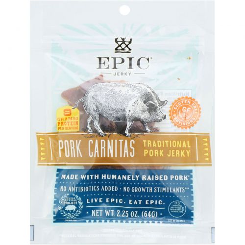 Epic Bar, Traditional Pork Jerky, Pork Carnitas, 2.25 oz (64 g)