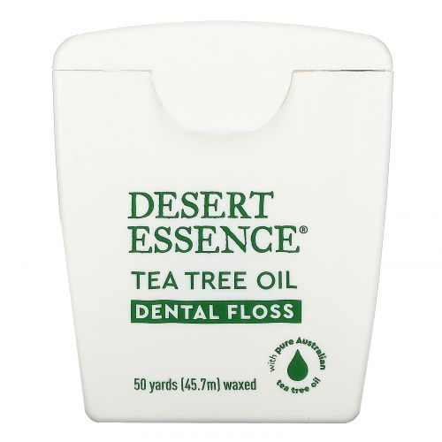 Desert Essence, Зубная нить с маслом чайного дерева, с восковым покрытием, 50 ярдов (45,7 м)