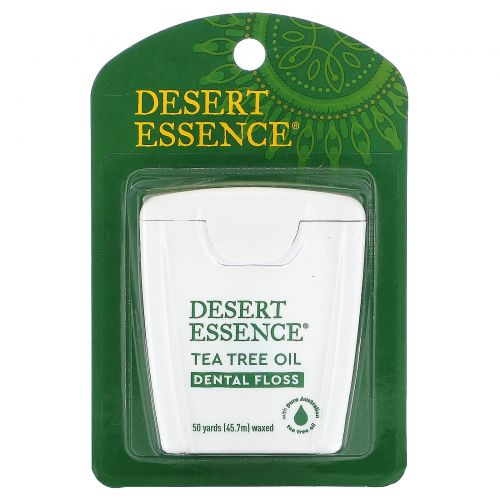 Desert Essence, Зубная нить с маслом чайного дерева, с восковым покрытием, 50 ярдов (45,7 м)