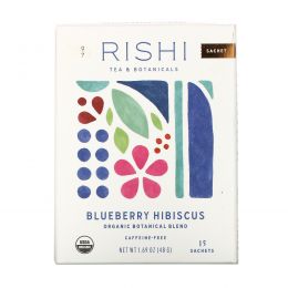 Rishi Tea, Organic Herbal Tea, Blueberry Hibiscus, 15 Tea Bags 1.69 oz (48 g)