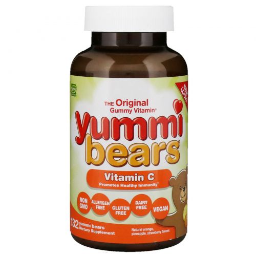 Hero Nutritional Products, Yummi Bears, витамин C, 132 жевательных медвежонка