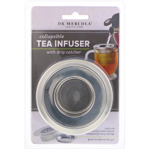 Dr. Mercola, Healthy Home, Collapsible Tea Infuser with Drip Catcher, 1 Stainless Steel Infuser