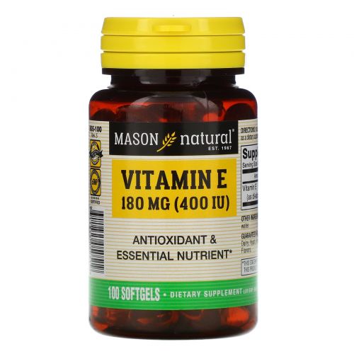 Mason Natural, Vitamin E, 400 IU, 100 Softgels