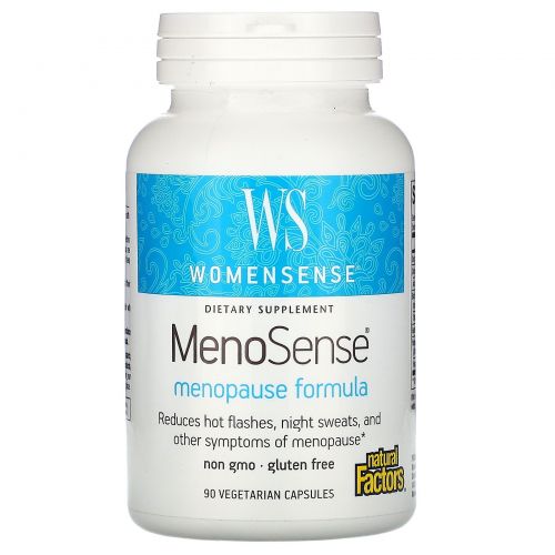 Natural Factors, WomenSense, MenoSense, формула для приема в период менопаузы, 90 растительных капсул