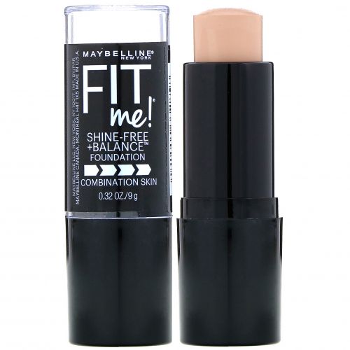 Maybelline, Тональная основа-карандаш Fit Me, Shine-Free + Balance, оттенок 120 «Classic Ivory», 9 г