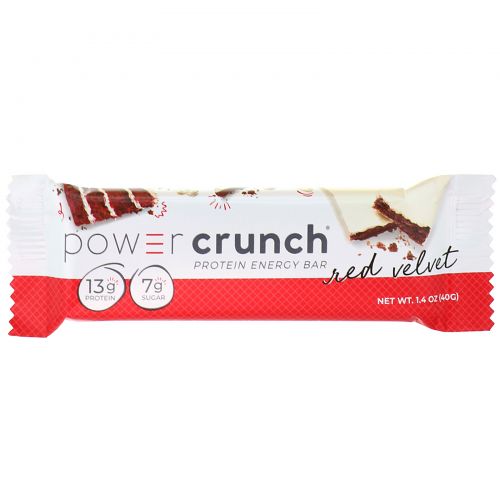 BNRG, Протеиновый энергетический батончик Power Crunch, красный бархат, 12 батончиков, по 1,4 унции (40 г) каждый