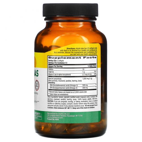 Country Life, Ultra Omegas DHA / EPA (ДГК / ЭПК), 120 желатиновых капсул