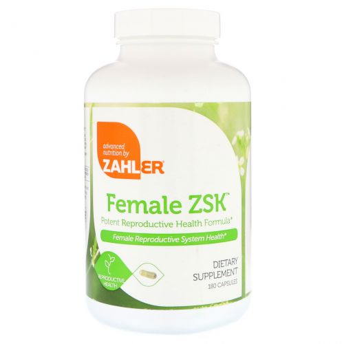 Zahler, Female ZSK, Potent Reproductive Health Formula, 180 Capsules