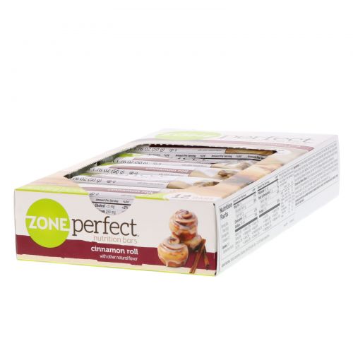 ZonePerfect, Классические полностью натуральные питательные батончики, булочка с корицей, 12 батончиков, 1,76 унции (50 г) каждый