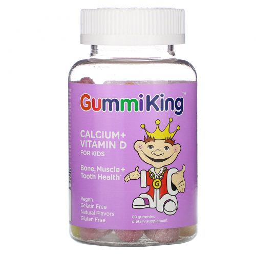 Gummi King, Кальций с витамином D для детей, 60 жевательных конфет