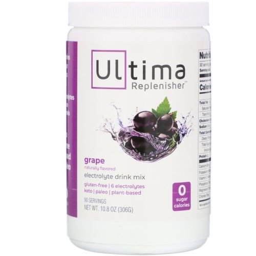 Ultima Health Products, Ultima Replenisher Electrolyte Powder, Grape, 90 servings Net Wt 10.8 oz (306 g)