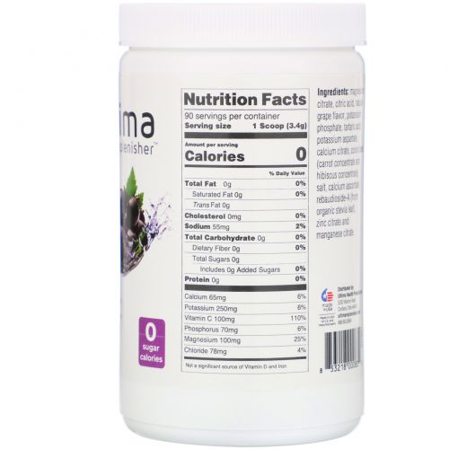 Ultima Health Products, Ultima Replenisher Electrolyte Powder, Grape, 90 servings Net Wt 10.8 oz (306 g)