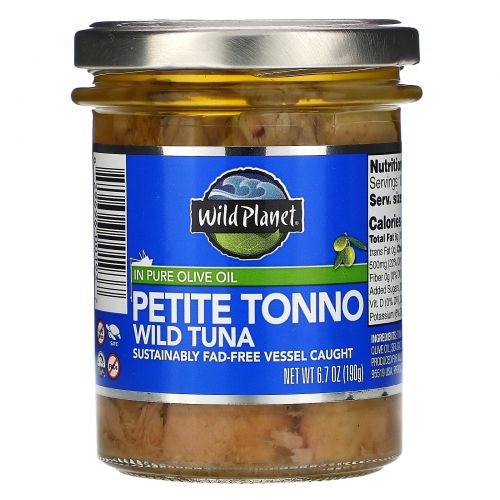 Wild Planet, Petite Tonno Wild Tuna in Pure Olive Oil, 6.7 oz (190 g)