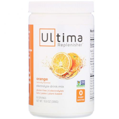 Ultima Health Products, "Предельный восполнитель", порошок электролитов с апельсиновым вкусом, 10,8 унции (306 г)