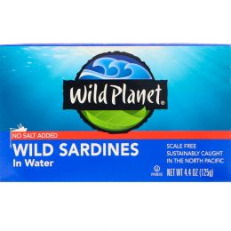 Wild Planet, Wild Sardines In Water, No Salt Added, 4.4 oz (125 g)