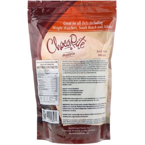 HealthSmart Foods, Inc., ChocoRite Protein, Chocolate Supreme, 14.7 oz (418 g)