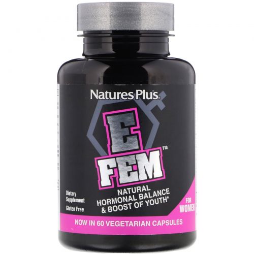 Nature's Plus, E Fem для женщин, естественный гормональный баланс, 60 капсул