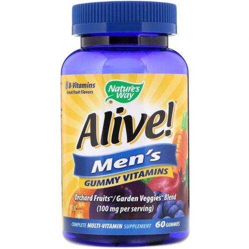 Nature's Way, Alive! Men's Gummy Vitamins, Great Fruit Flavors, 60 Gummies